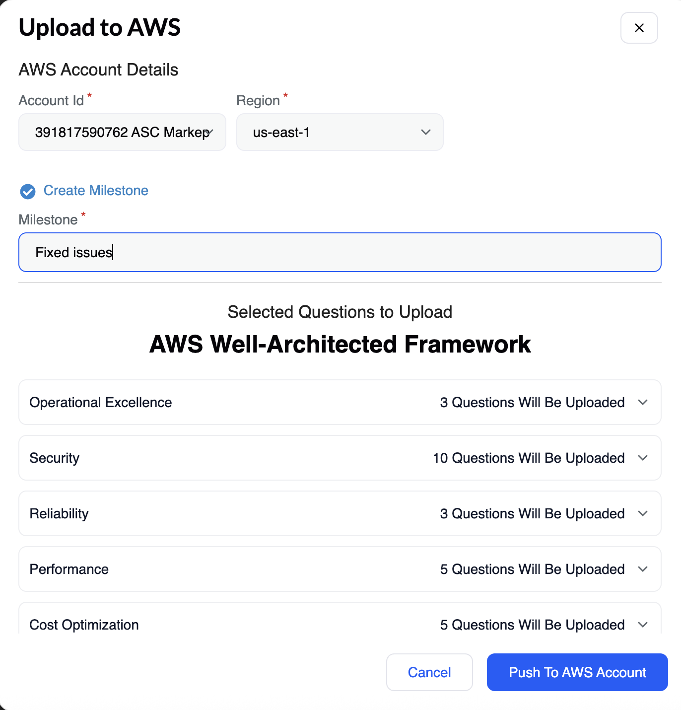 Sync milestones with AWS